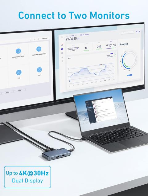 Anker 343 USB-C Hub (7-in-1, Dual 4K HDMI) New Arrival