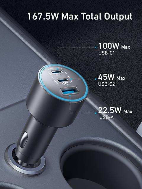 Anker Nano Car Charger (167.5W, 3 Ports) High Quality